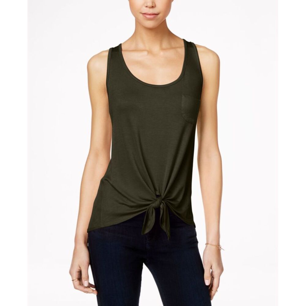 Rebellious One Juniors High Low Tie Front Tank Top